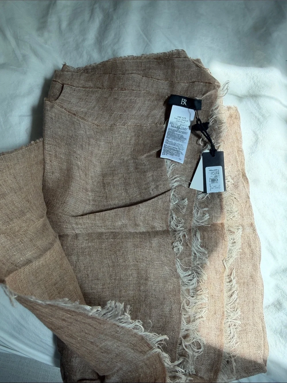 Banana Republic Light Brown Frayed Edge Linen Scarf